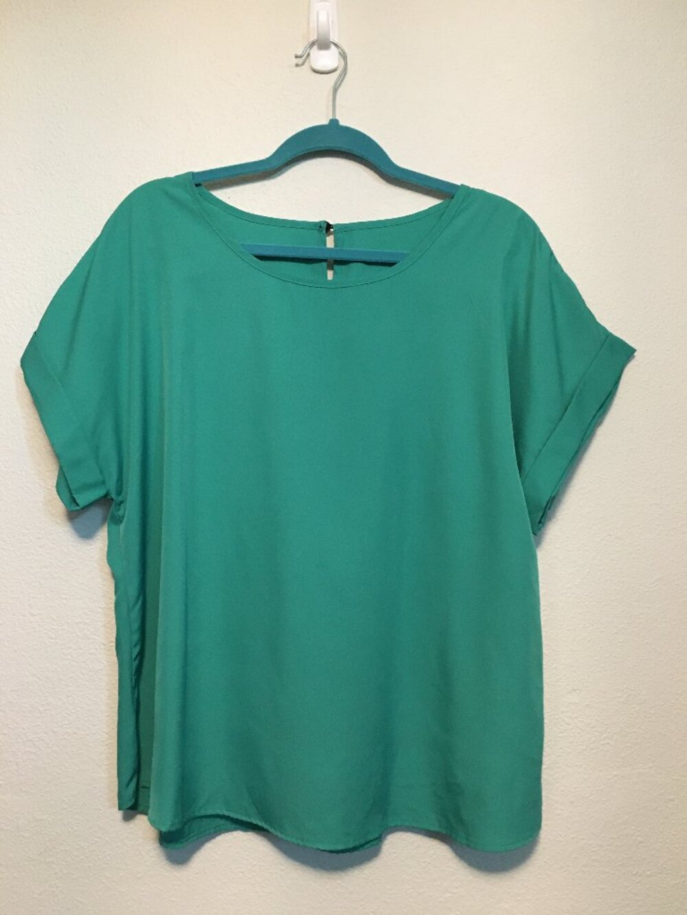 NWOT Women's Plus Teal Short Sleeve Blouse Size 0XL Office Casual Date Night